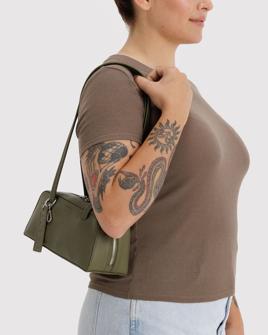 SMALL RECYCLED LEATHER BOWLER BAG