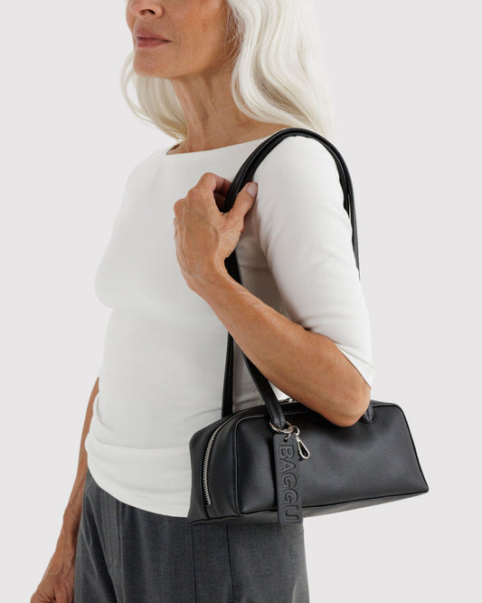 SMALL RECYCLED LEATHER BOWLER BAG