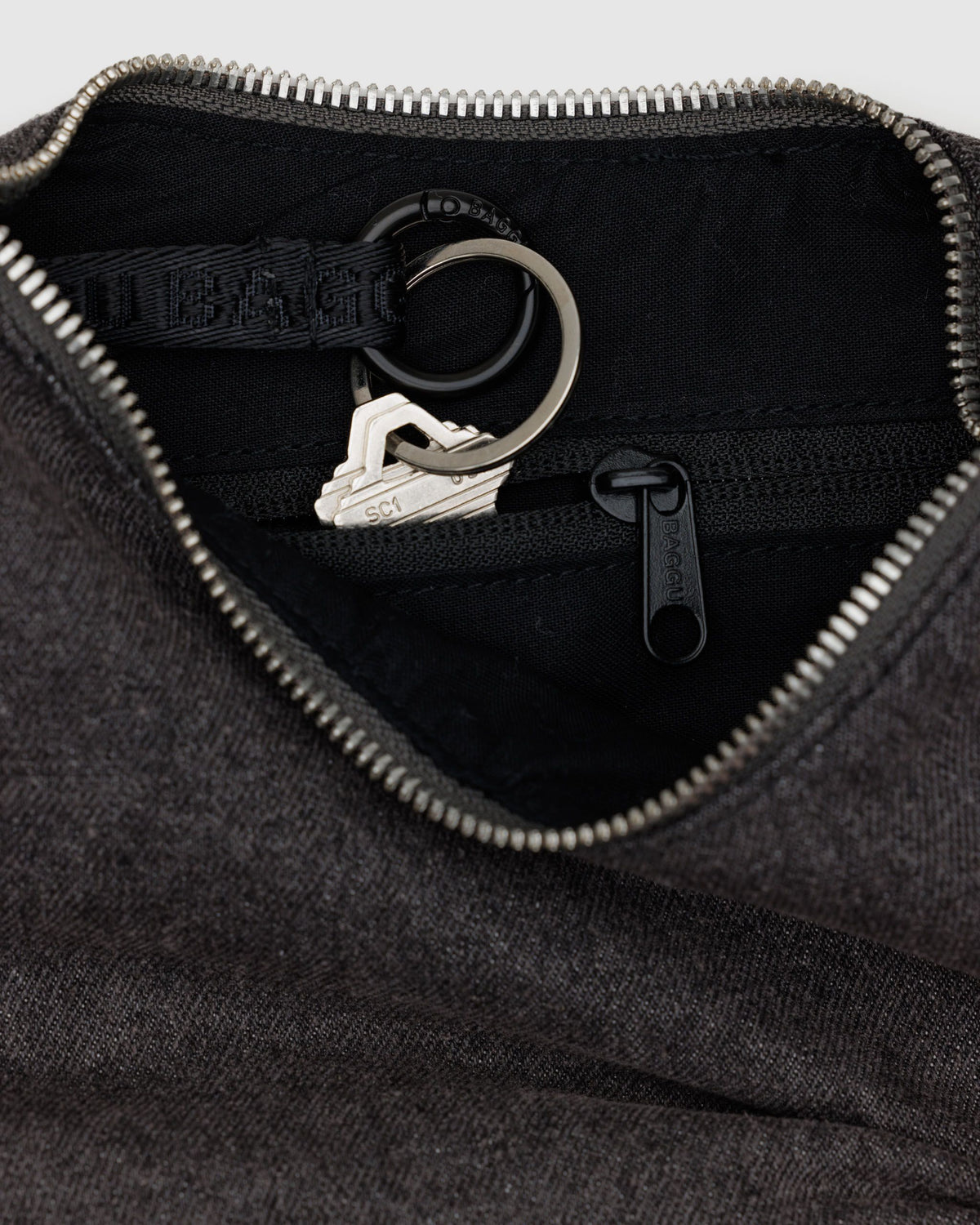 SMALL DENIM CRESCENT BAG