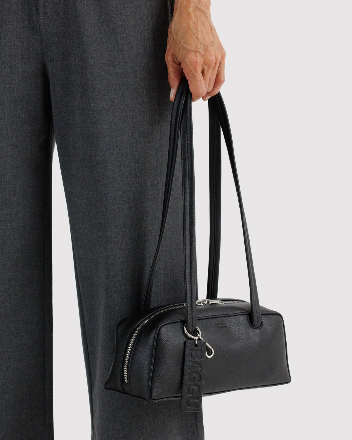 SMALL RECYCLED LEATHER BOWLER BAG