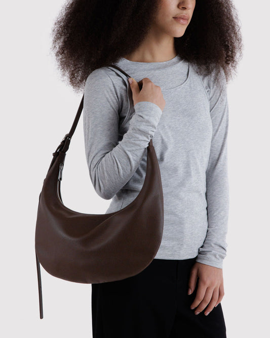 MEDIUM RECYCLED LEATHER FLAT CRESCENT