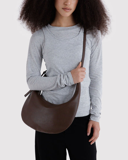 MEDIUM RECYCLED LEATHER FLAT CRESCENT