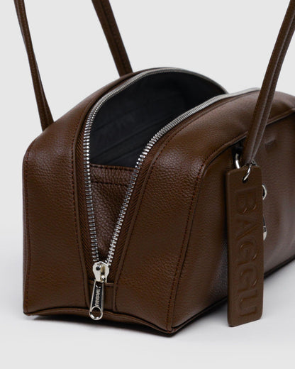 SMALL RECYCLED LEATHER BOWLER BAG